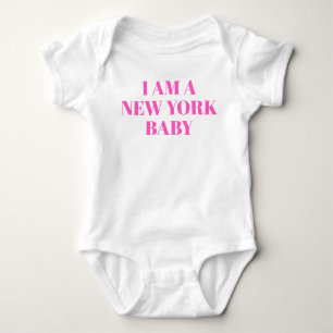 Body Para Bebê Tipografia Rosa Nova York Roupas de Bebê