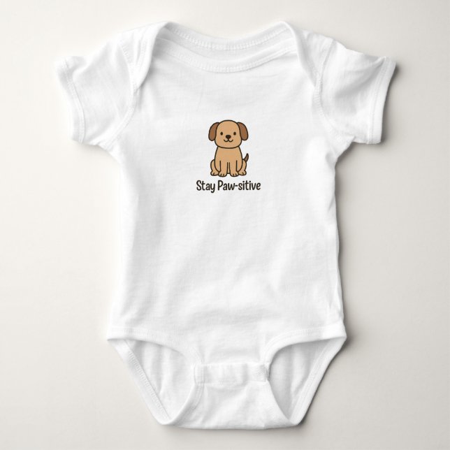 Body Para Bebê Título: Keep Paw-sitive - Design de Cachorro Bonit (Frente)