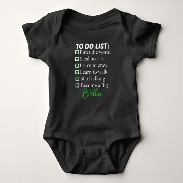 Body Para Bebê To Do List,Brother gift (Frente)