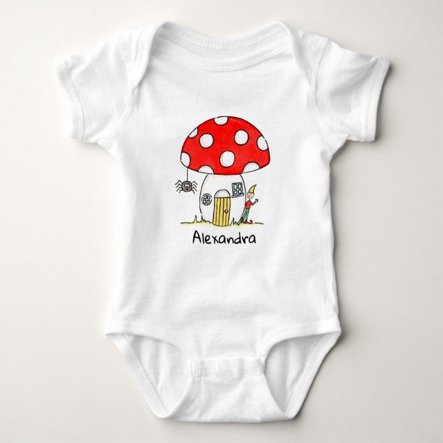 Body Para Bebê Toadstool Personalizada, Elf e Spider (Frente)