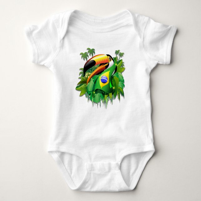 Body Para Bebê Toco Toucan com bandeira do Brasil (Frente)