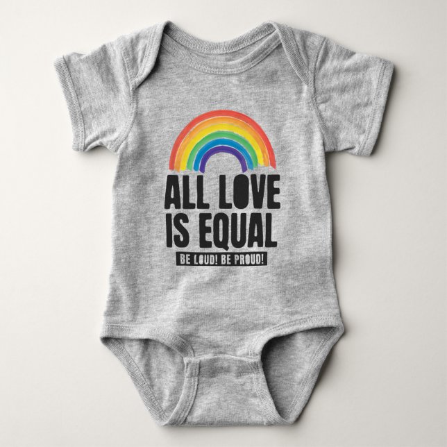 Body Para Bebê Todo Amor é Orgulho Igual LGBT Direitos Iguais Arc (Frente)
