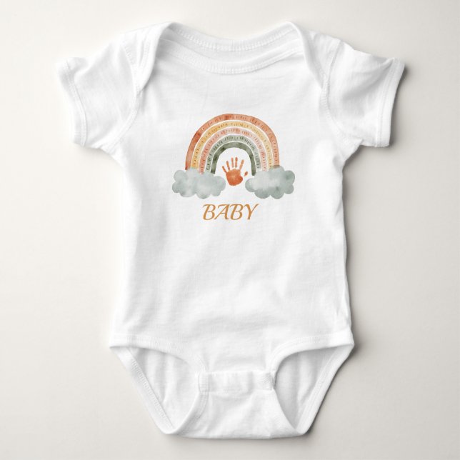 Body Para Bebê Tom de Terra Tons de Aguarela Boho Arco-Íris "Bebê (Frente)