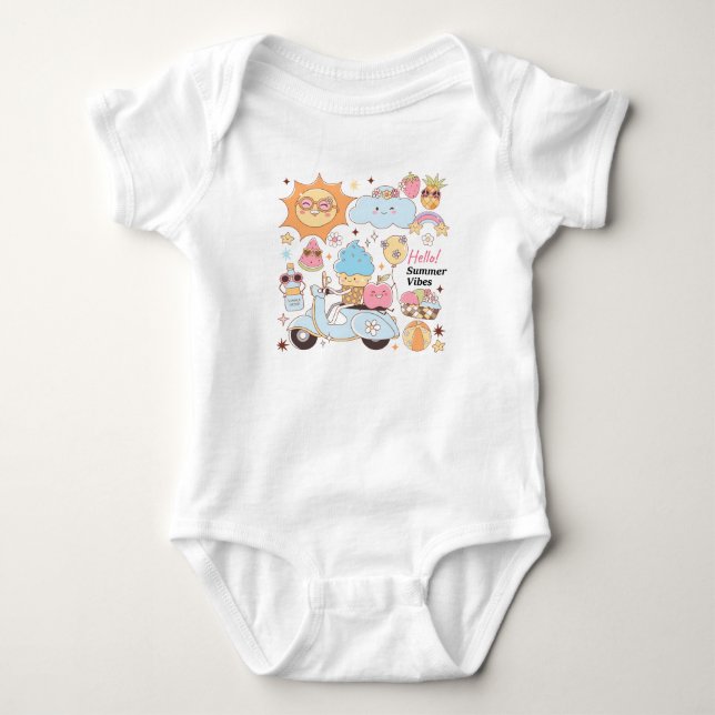 Body Para Bebê Tons Pastéis de Verão (Frente)