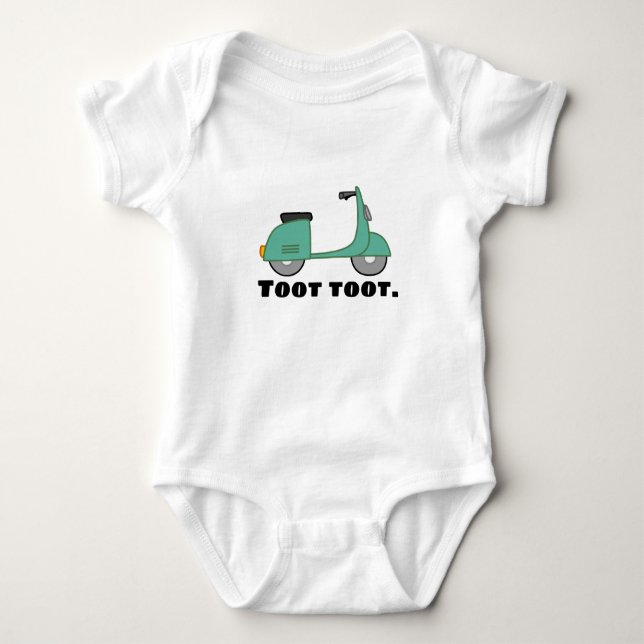 Body Para Bebê "toot toot" patinete horn fofo (Frente)