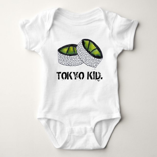 Body Para Bebê Tóquio Kid Japão Comida japonesa Avocado Sushi Rol (Frente)