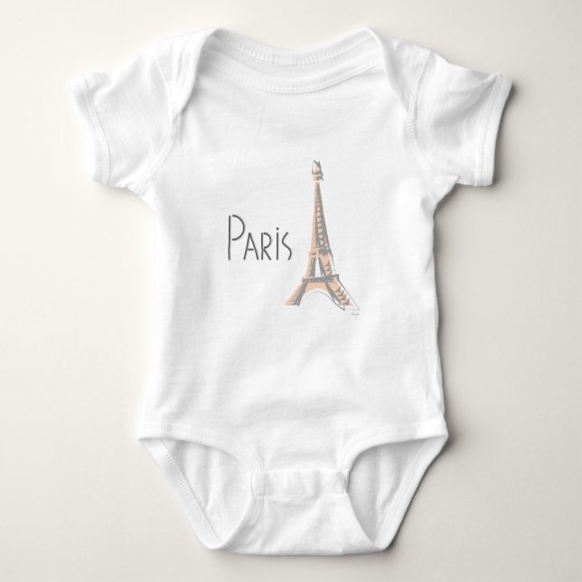 Body Para Bebê Torre Eiffel da Cinza PARIS (Frente)