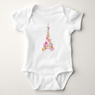 Body Para Bebê Torre Eiffel floral