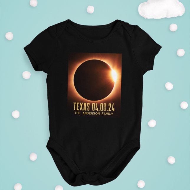 Body Para Bebê Total Eclipse Texas 2024 Personalizado (Criador carregado)