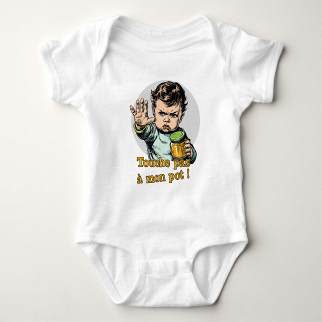 Body Para Bebê TOUCHE PAS À MON POT ! (bébé, cuisine) (Frente)