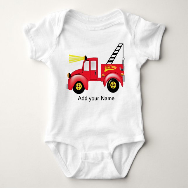 Body Para Bebê Tow Truck "adicione seu próprio nome" (Frente)