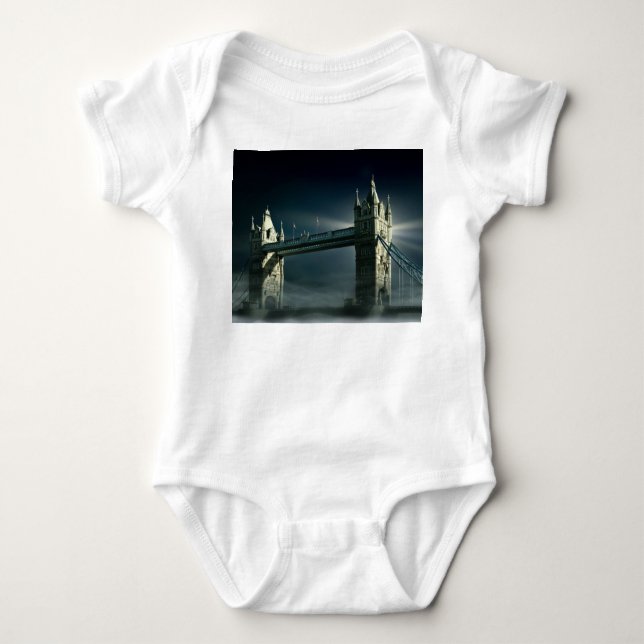 Body Para Bebê Tower Bridge London em Night Fog (Frente)