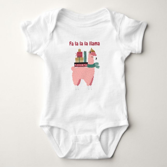 Body Para Bebê Tra la la la lhama body suit de Natal para bebê (Frente)