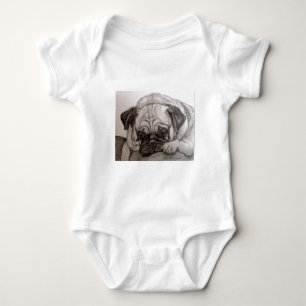 Body Para Bebê Trabalhos de arte adoráveis do Pug pela canção
