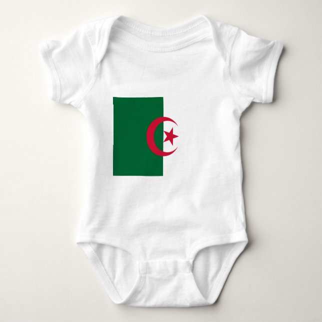 Body Para Bebê Traje de bebê patriótico com bandeira Argélia (Frente)