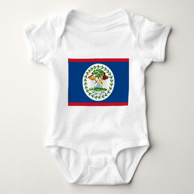 Body Para Bebê Traje de bebê patriótico com bandeira Belize (Frente)