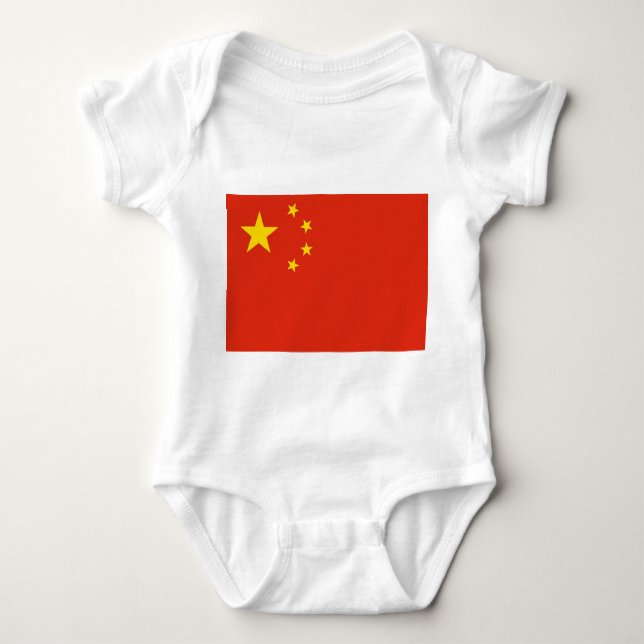Body Para Bebê Traje de bebê patriótico com bandeira chinesa (Frente)