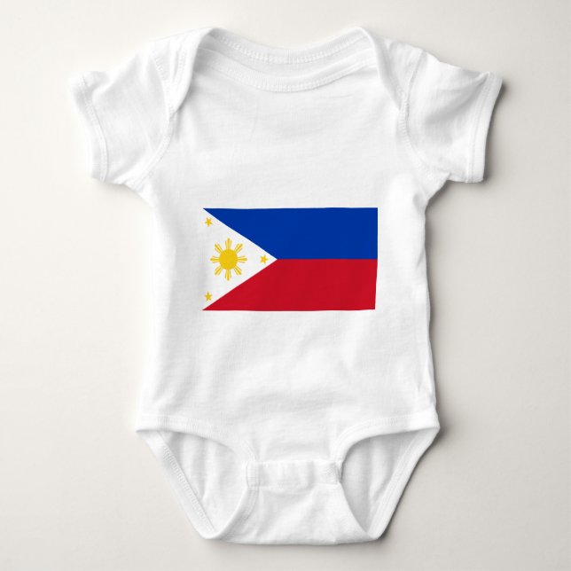 Body Para Bebê Traje de bebê patriótico com bandeira das Filipina (Frente)