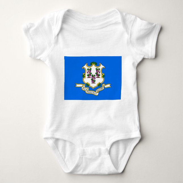Body Para Bebê Traje de bebê patriótico com bandeira de Connectic (Frente)