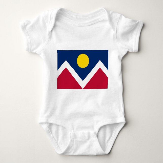 Body Para Bebê Traje de bebê patriótico com bandeira de Denver, E (Frente)