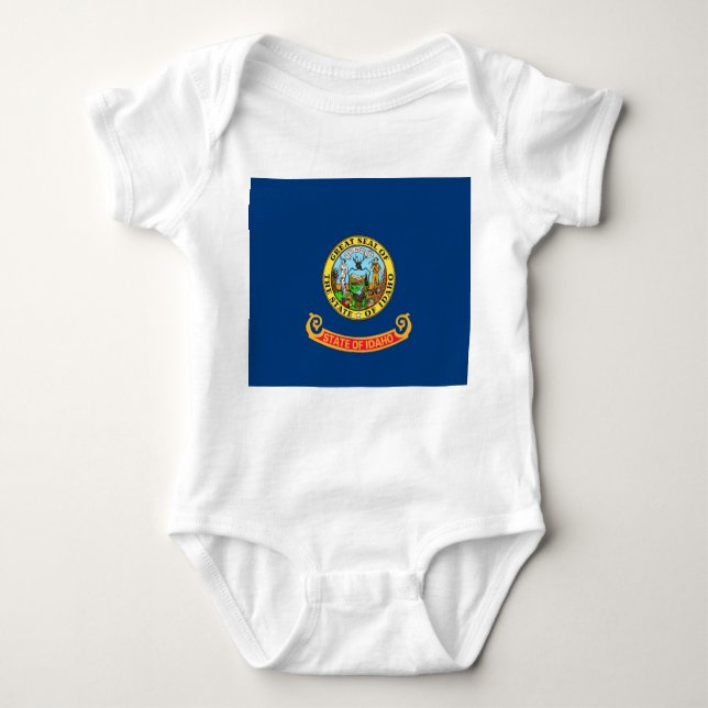 Body Para Bebê Traje de bebê patriótico com bandeira de Idaho (Frente)