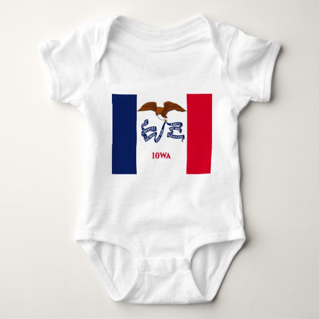 Body Para Bebê Traje de bebê patriótico com bandeira de Iowa, EUA (Frente)