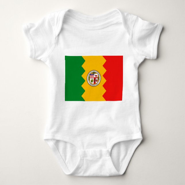Body Para Bebê Traje de bebê patriótico com bandeira de Los Angel (Frente)