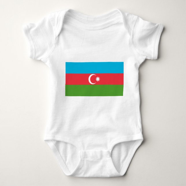 Body Para Bebê Traje de bebê patriótico com bandeira do Azerbaijã (Frente)