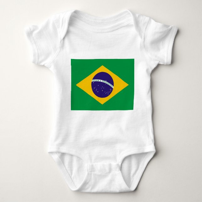 Body Para Bebê Traje de bebê patriótico com bandeira do Brasil (Frente)