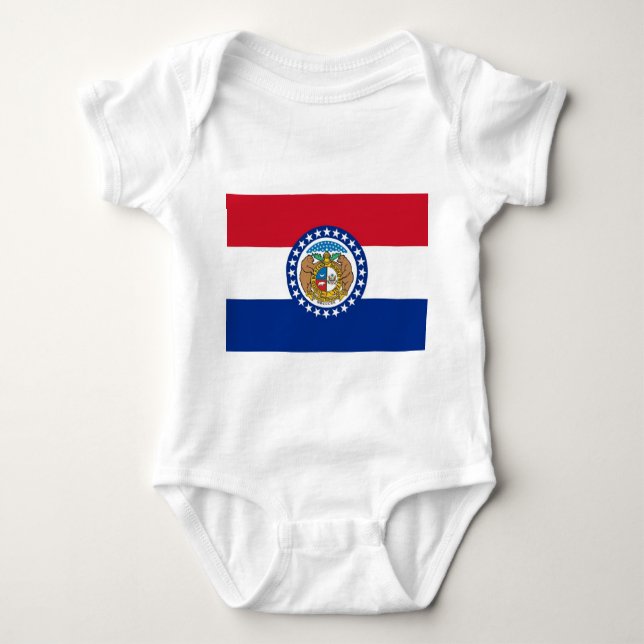 Body Para Bebê Traje de bebê patriótico com bandeira do Missouri (Frente)