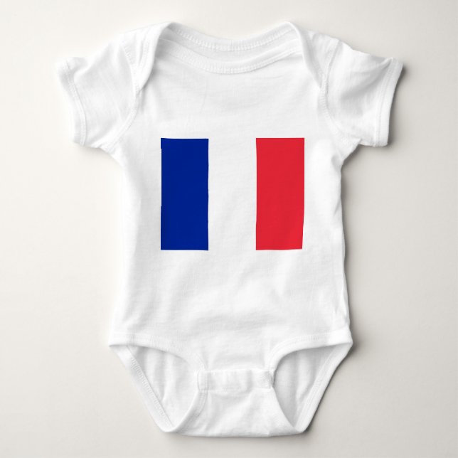 Body Para Bebê Traje de bebê patriótico com bandeira francesa (Frente)