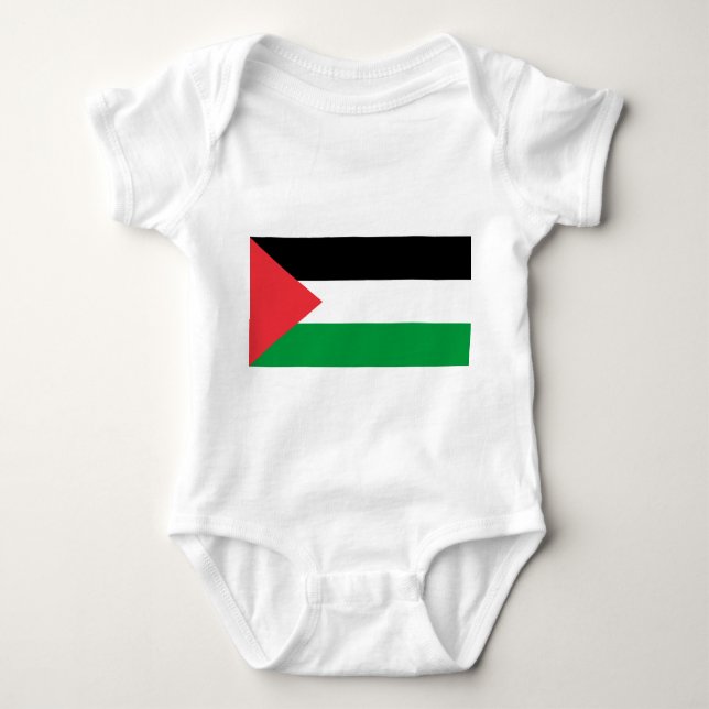 Body Para Bebê Traje de bebê patriótico com bandeira Palestina (Frente)