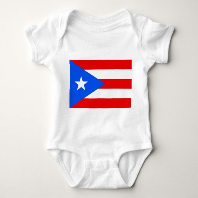 Body Para Bebê Traje de bebê patriótico com bandeira Porto Rico (Frente)