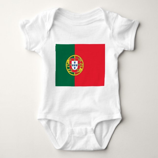 Body Para Bebê Traje de bebê patriótico com bandeira portuguesa (Frente)