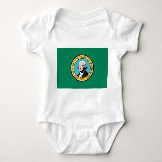Body Para Bebê Traje de bebê patriótico com bandeira Washington,  (Frente)