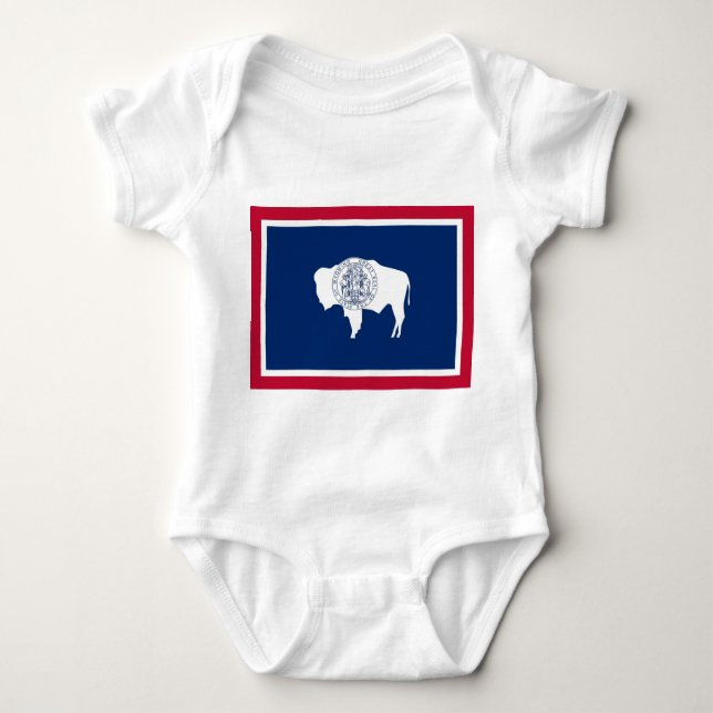 Body Para Bebê Traje de bebê patriótico com bandeira Wyoming (Frente)
