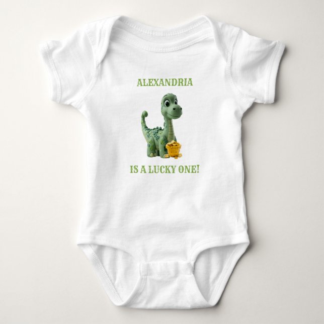 Body Para Bebê Traje de Dinossauro Lucky One St Patricks Day (Frente)