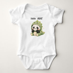 Body Para Bebê Traje de Dinossauro Panda de Nome Personalizado pa