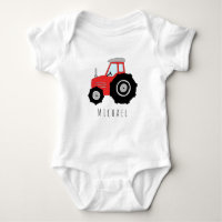 Trator de Fazenda Vermelha Personalizado Baby Boy