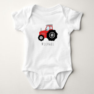 Body Para Bebê Trator de Fazenda Vermelha Personalizado Baby Boy 