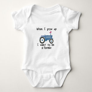 Body Para Bebê Trator & pato azuis. Eu quero ser um design do