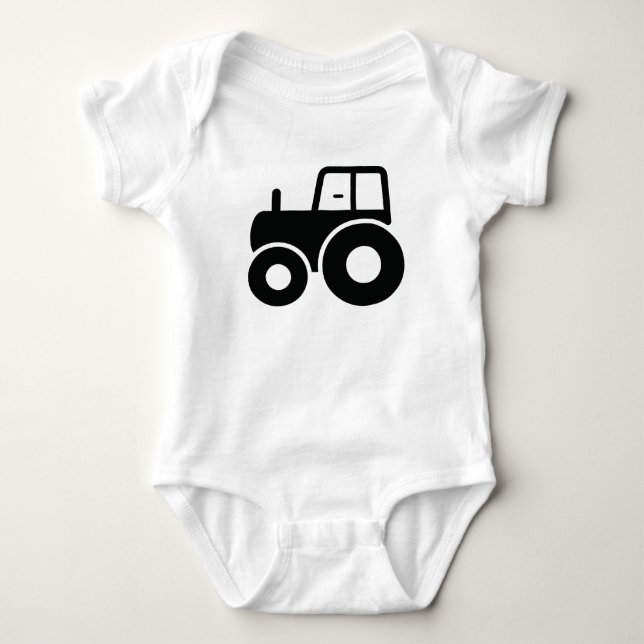 Body Para Bebê Trator Preto Fofo (Frente)