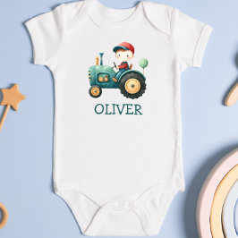 Body Para Bebê Trator Verde Fofo Personalizado para Meninos