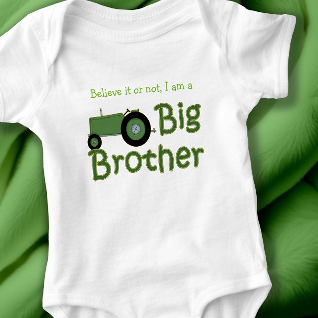 Body Para Bebê Trator Verde Grande Irmão Personalizado (Custom Big Brother Green Tractor Baby Bodysuit)