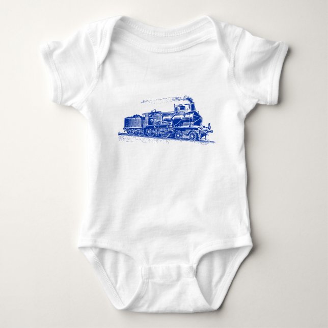 Body Para Bebê Trem 03 - Azul Marinho (Frente)