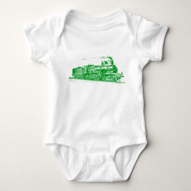 Body Para Bebê Trem 03 - Verde Grama (Frente)