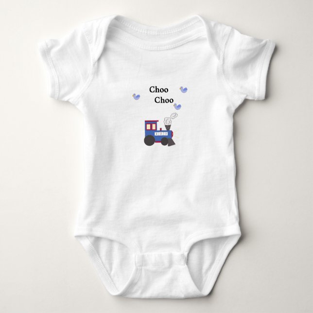 Body Para Bebê Trem Choo Choo com Pássaros Azuis (Frente)