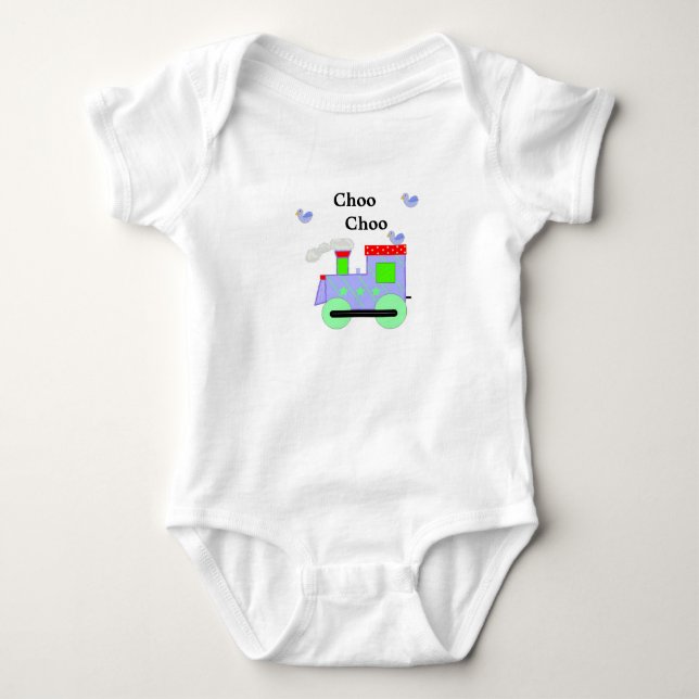 Body Para Bebê Trem Choo Choo com Pássaros Azuis (Frente)