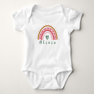 Body Para Bebê Trendy Boho Rainbow com um Nome Personalizado