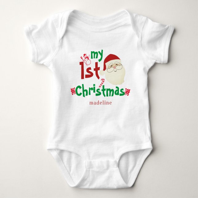 Body Para Bebê Trendy Cute Santa Claus My First Christmas Newborn (Frente)